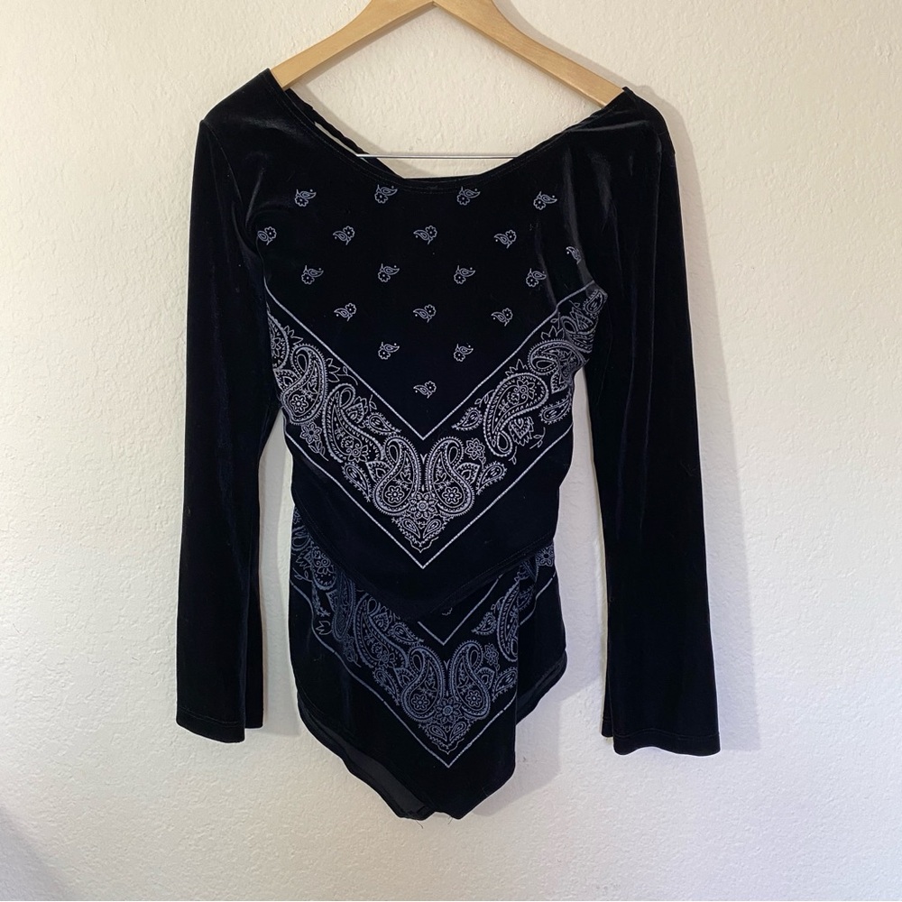 Vintage Velvet Black Paisley Skirt Set